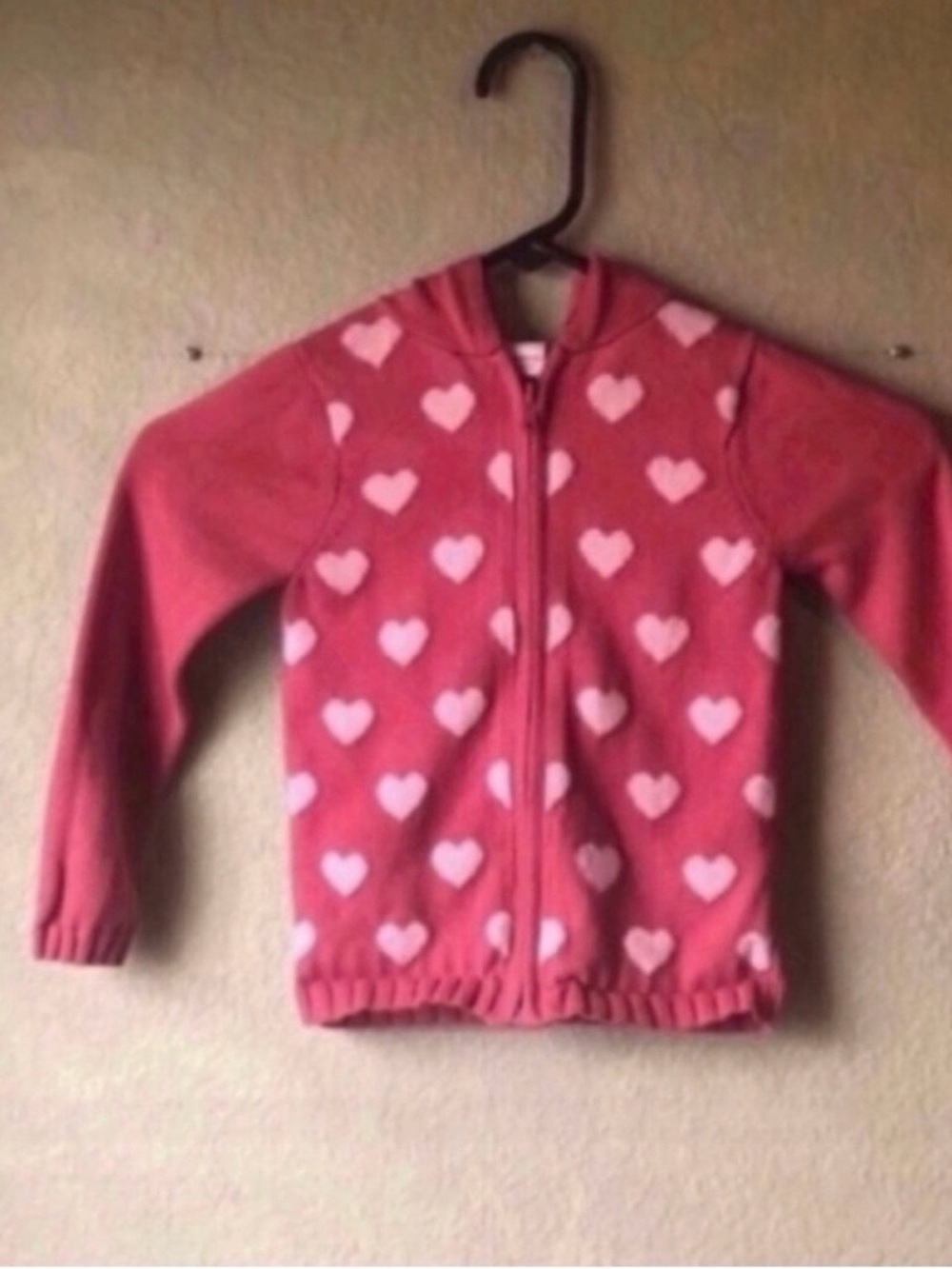 Sonoma Sweater Jacket Girls Pink Hearts Casual Knit Zip Up Sweater Hoodie Size 4